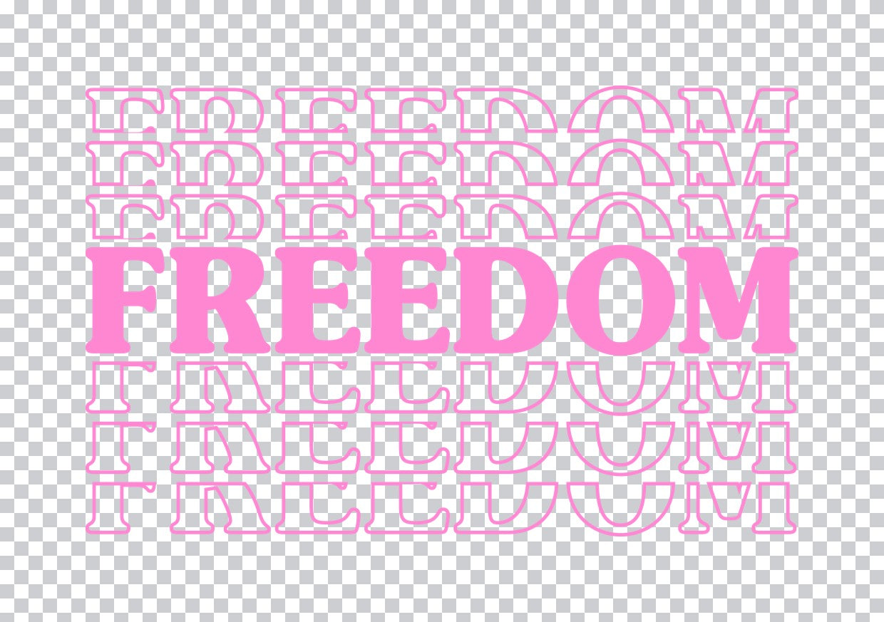 Retro Pink Freedom Typography DTF Transfer