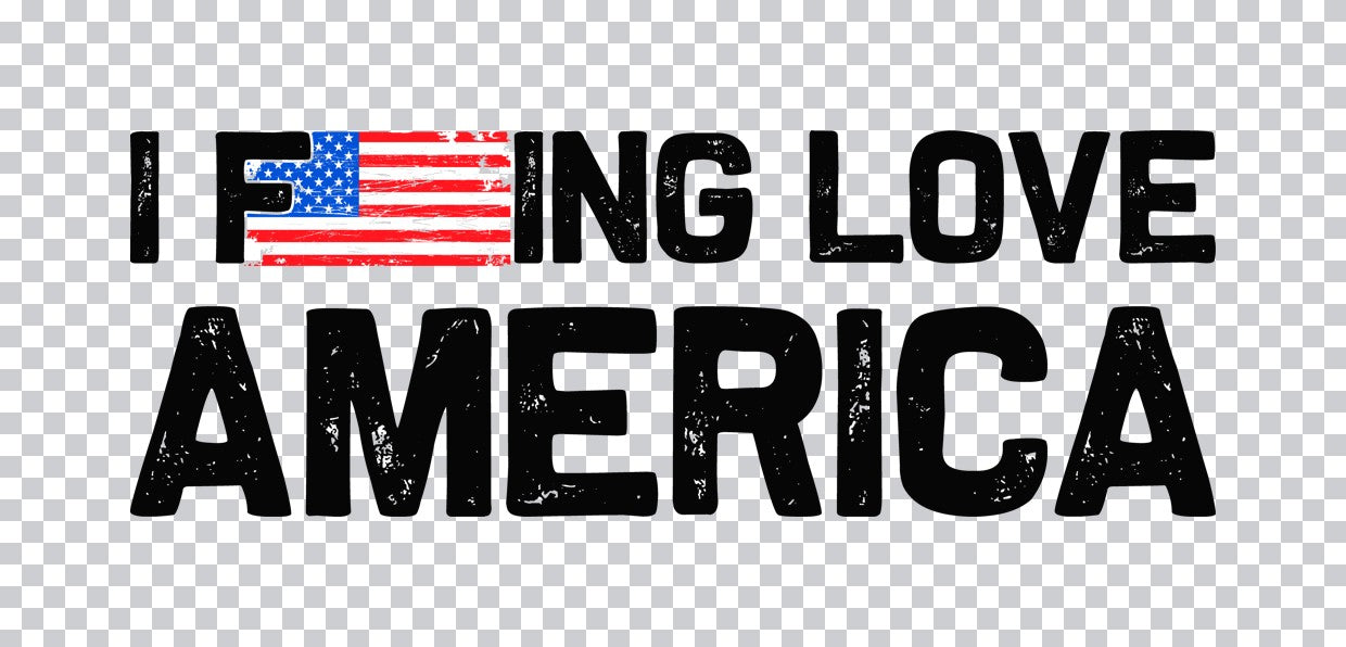 I Love America Flag Text DTF Transfer