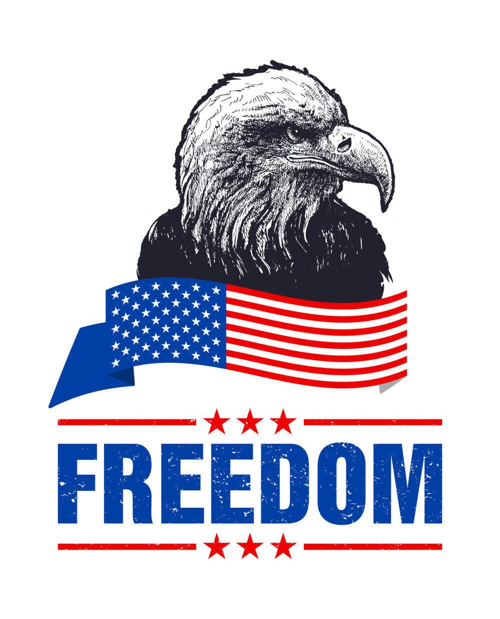 Freedom Bald Eagle American Flag DTF Transfer