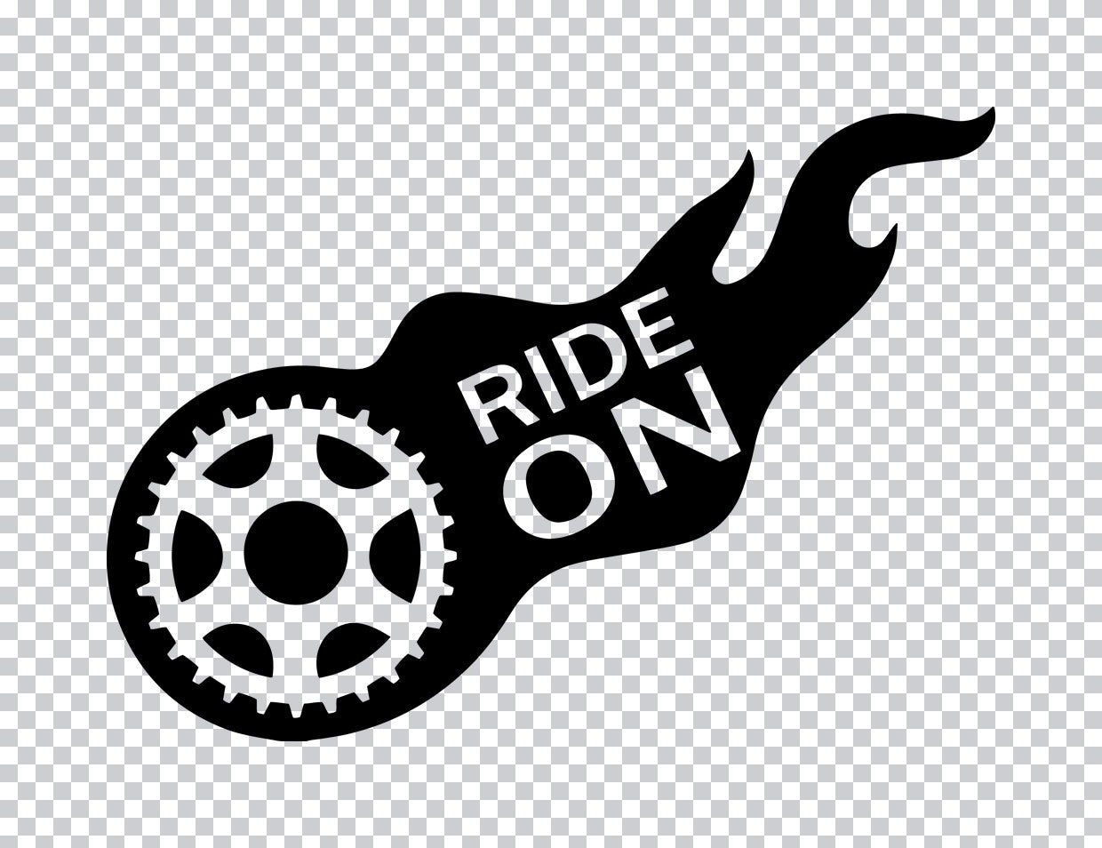 Ride On Flaming Bike Gear DTF Transfer