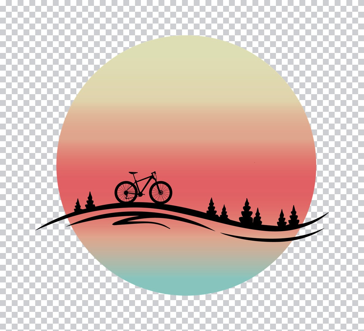 Sunset Mountain Biking Silhouette DTF Transfer