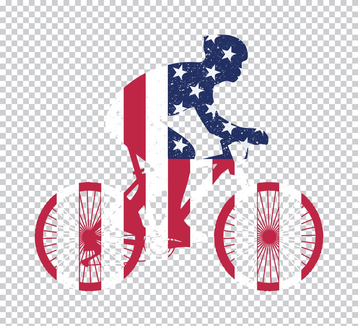 American Flag Cyclist Silhouette DTF Transfer