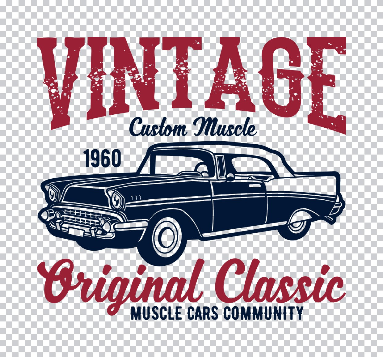 1960 Vintage Muscle Car Community DTF Transfer