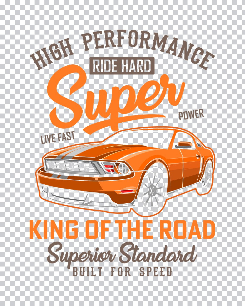 High Performance Orange Sports Car DTF Transfer