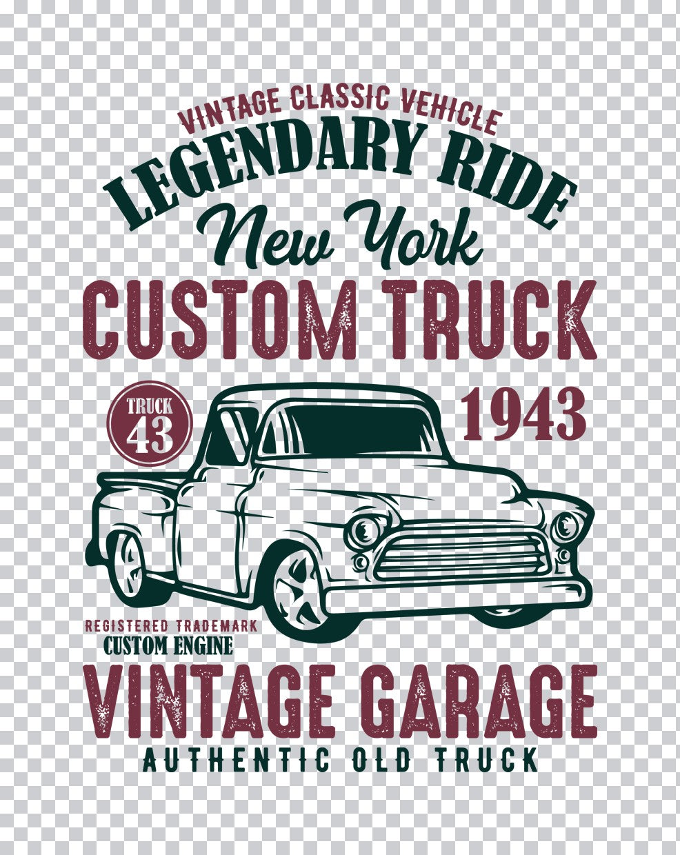Vintage 1943 Custom Truck DTF Transfer