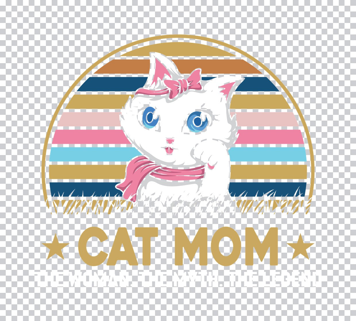 Vintage Sunset Cat Mom DTF Transfer