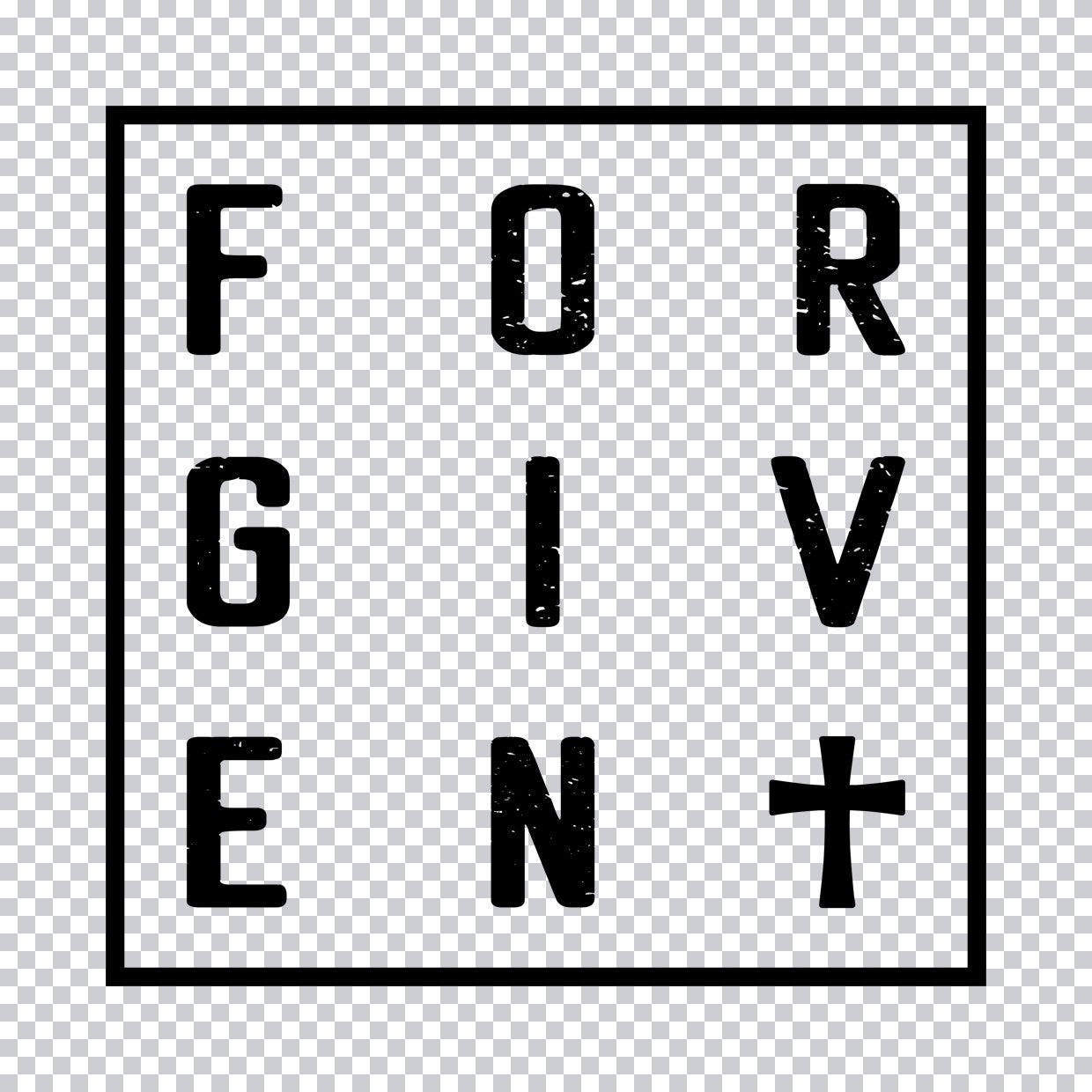 Forgiven Typography Cross DTF Transfer