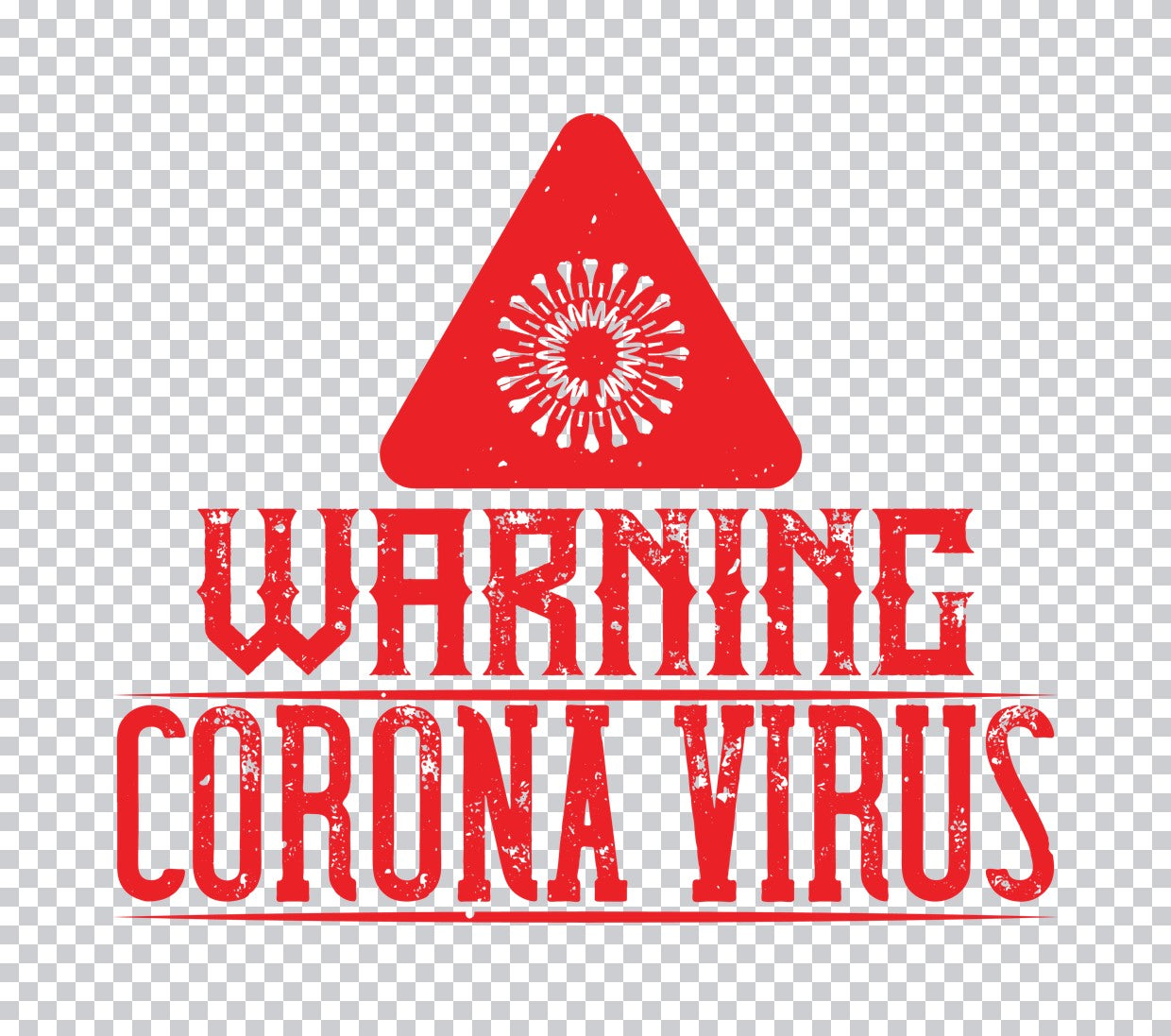 Warning Coronavirus Red Graphic DTF Transfer