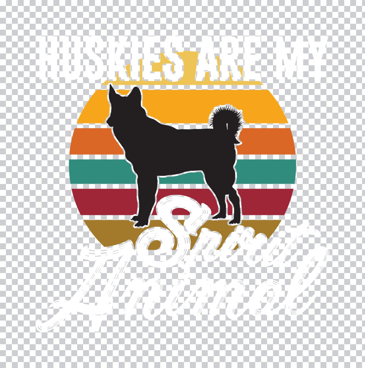 Retro Sunset Akita Dog DTF Transfer