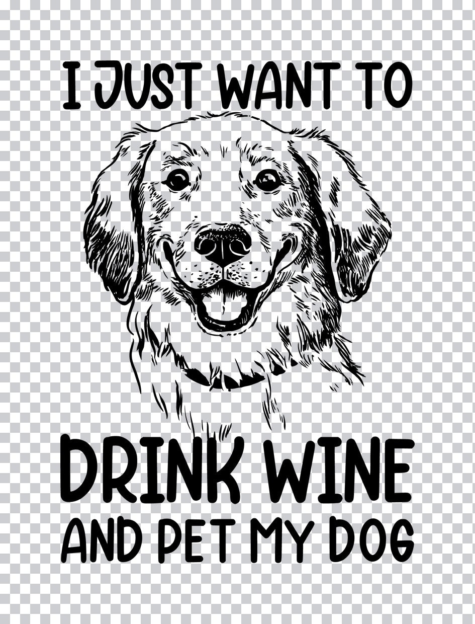 Wine and Dog Lover DTF Transfer