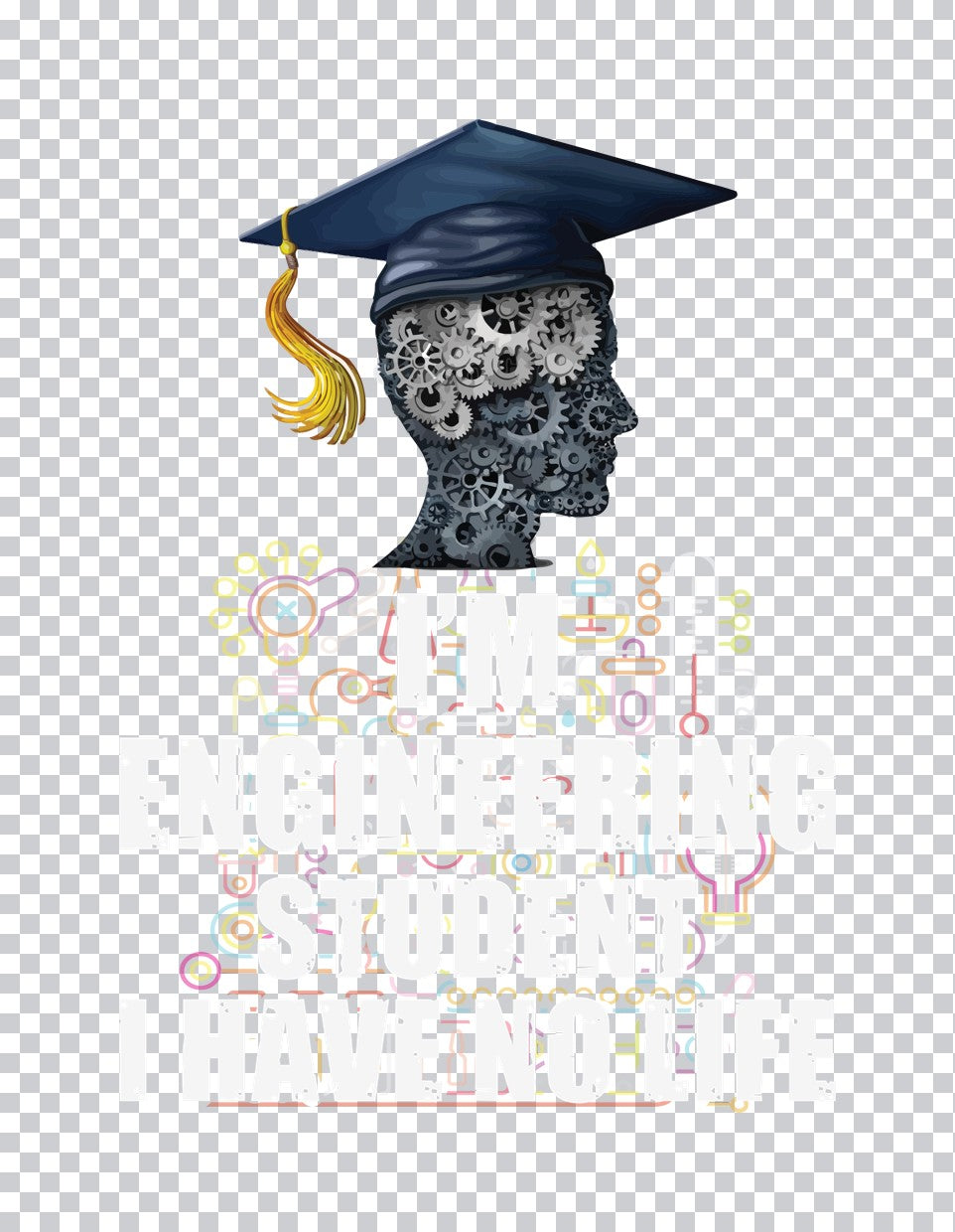 Engineering Student Brain Gears DTF Transfer