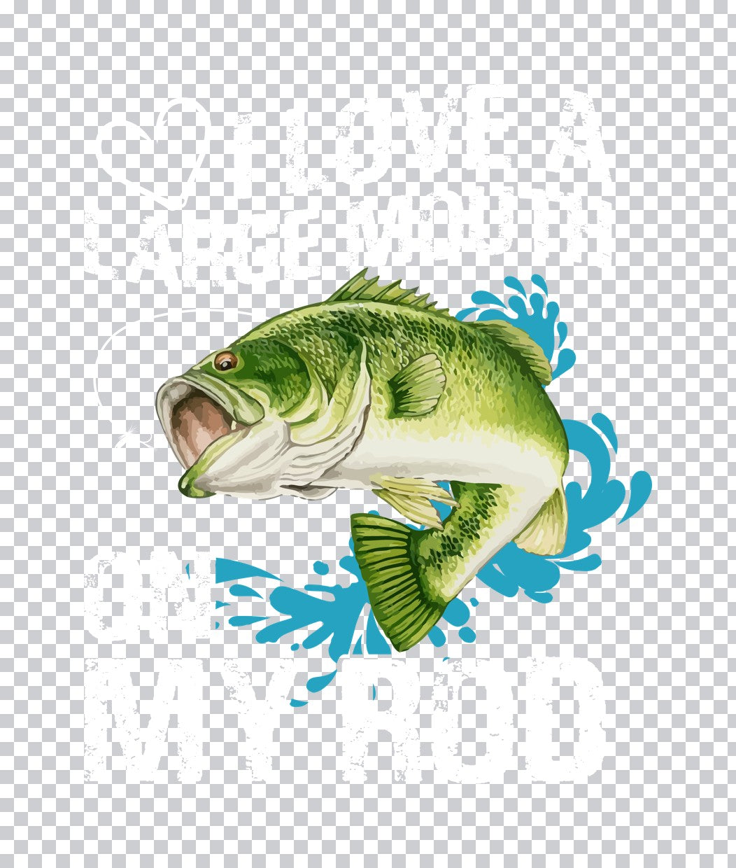 Jumping Bass With Water Splash DTF Transfer