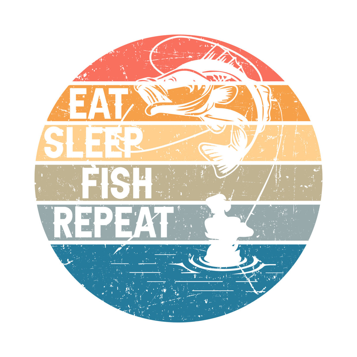 Eat Sleep Fish Repeat Vintage DTF Transfer