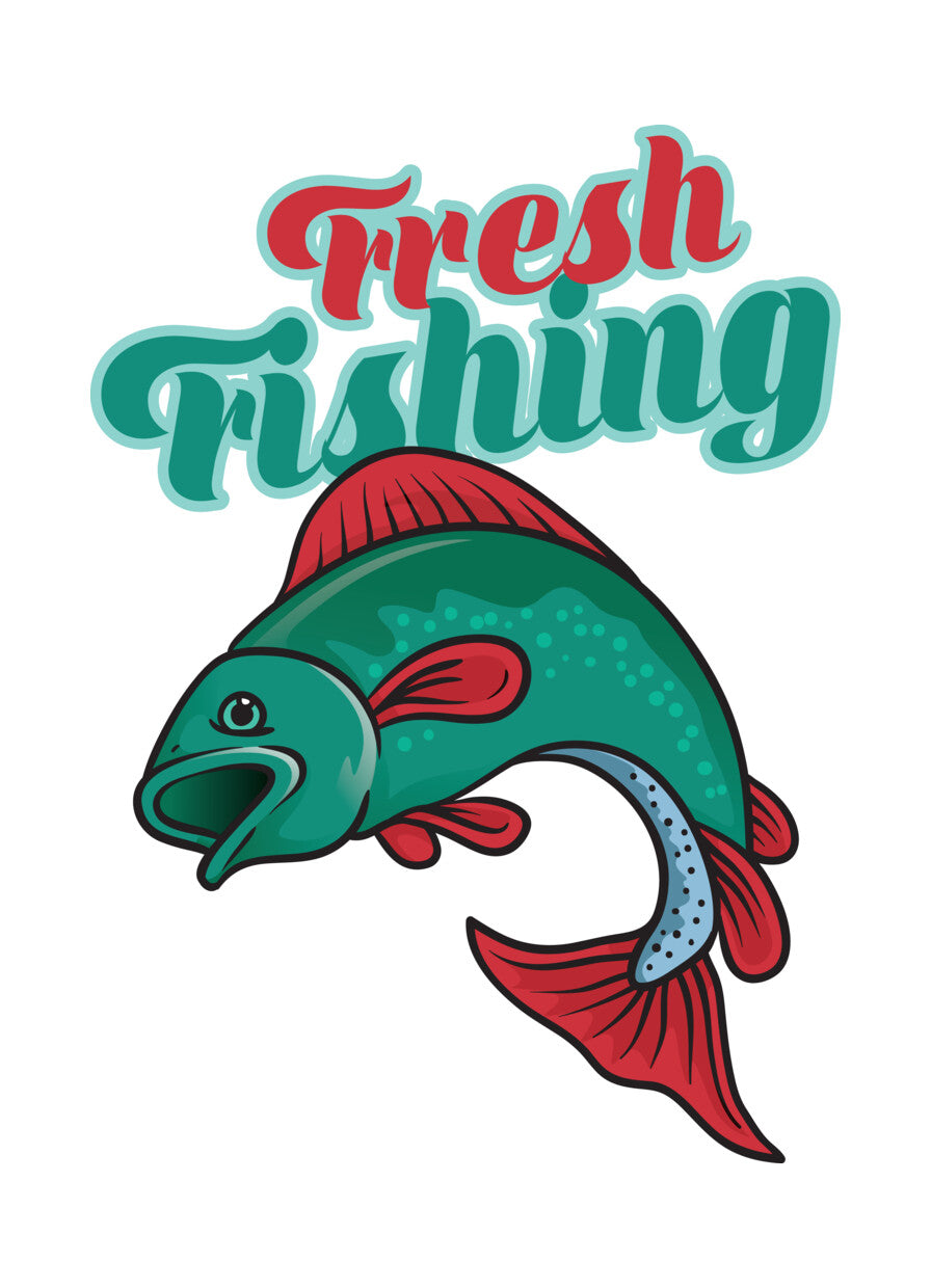 Angler with Jumping Fish DTF Transfer