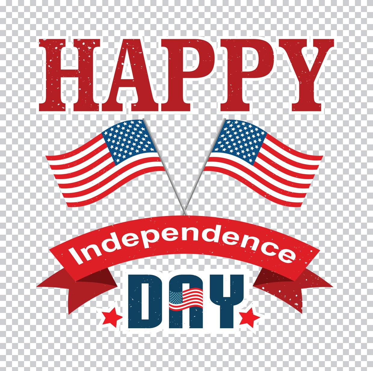 Happy Independence Day Crossed Flags DTF Transfer