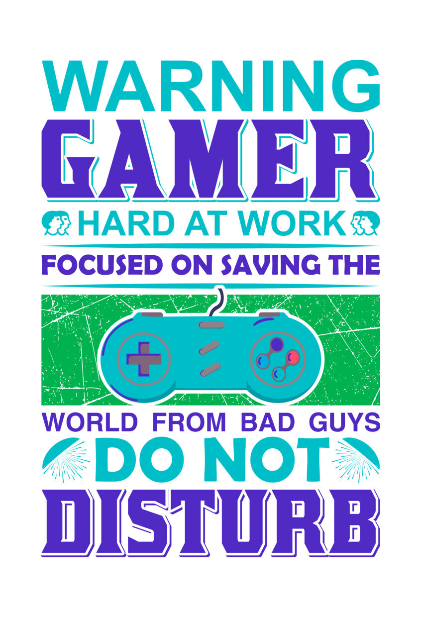 Warning Gamer Hard at Work DTF Transfer