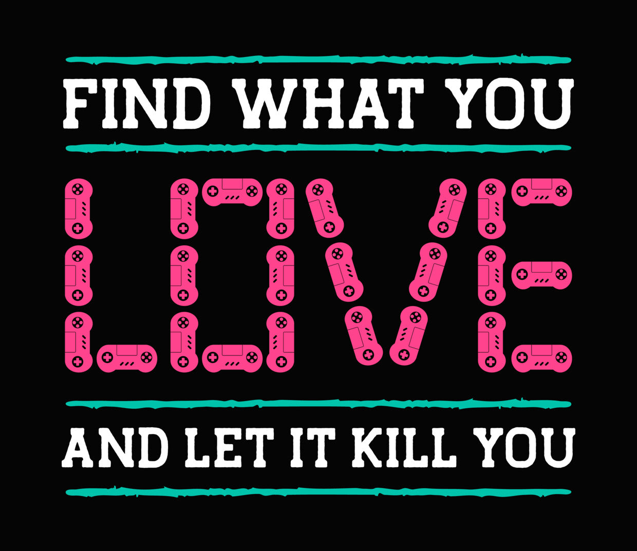 Gaming Controller Love Typography DTF Transfer