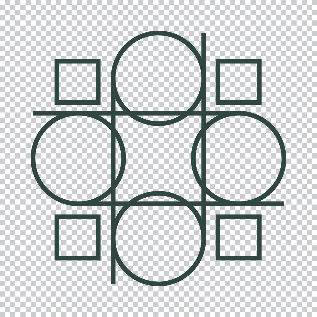 Geometric Circle Square Grid DTF Transfer