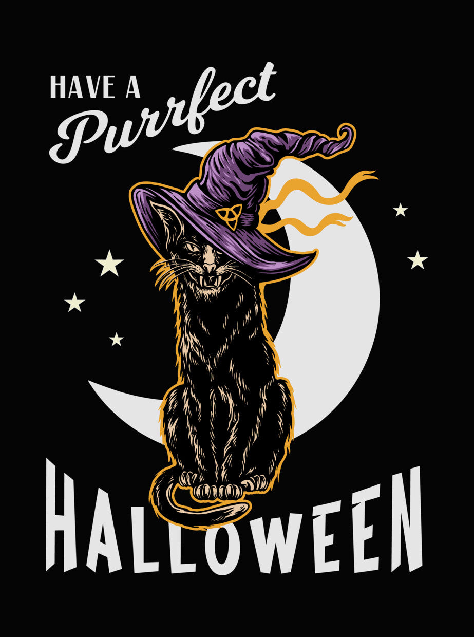 Witchy Black Cat Halloween DTF Transfer