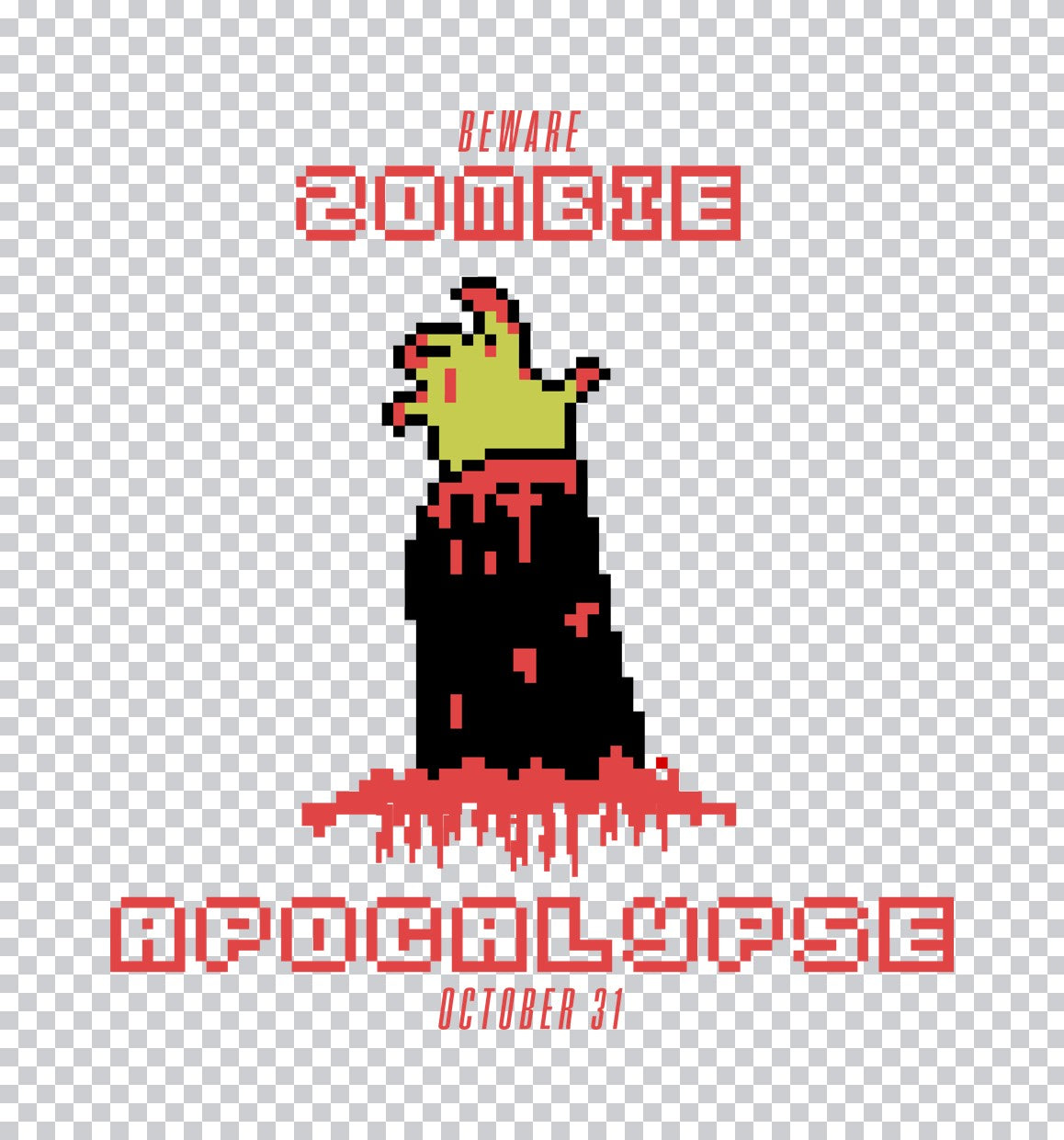 Zombie Apocalypse Pixel Art DTF Transfer