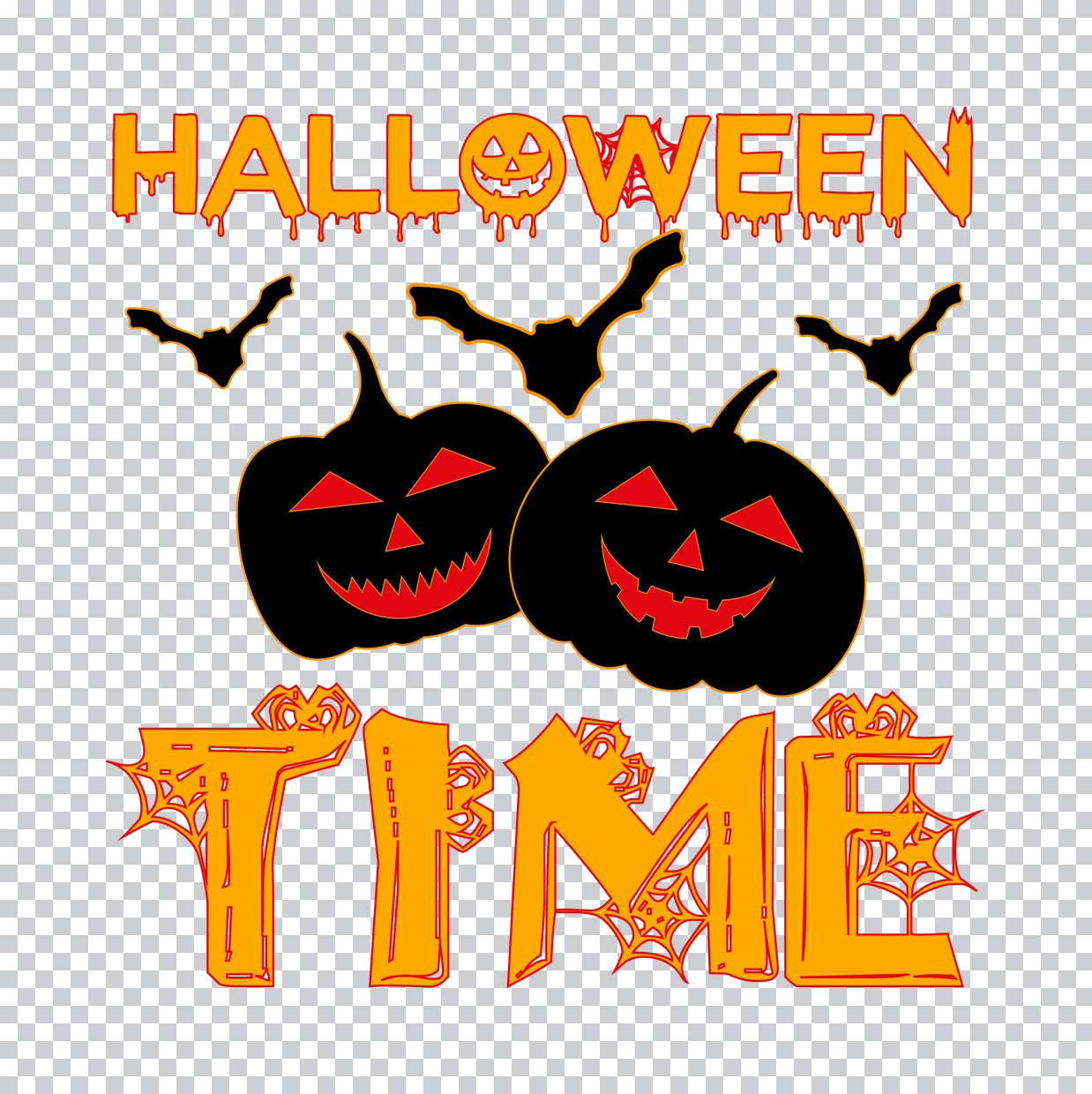 Pumpkin and Bat Halloween DTF Transfer
