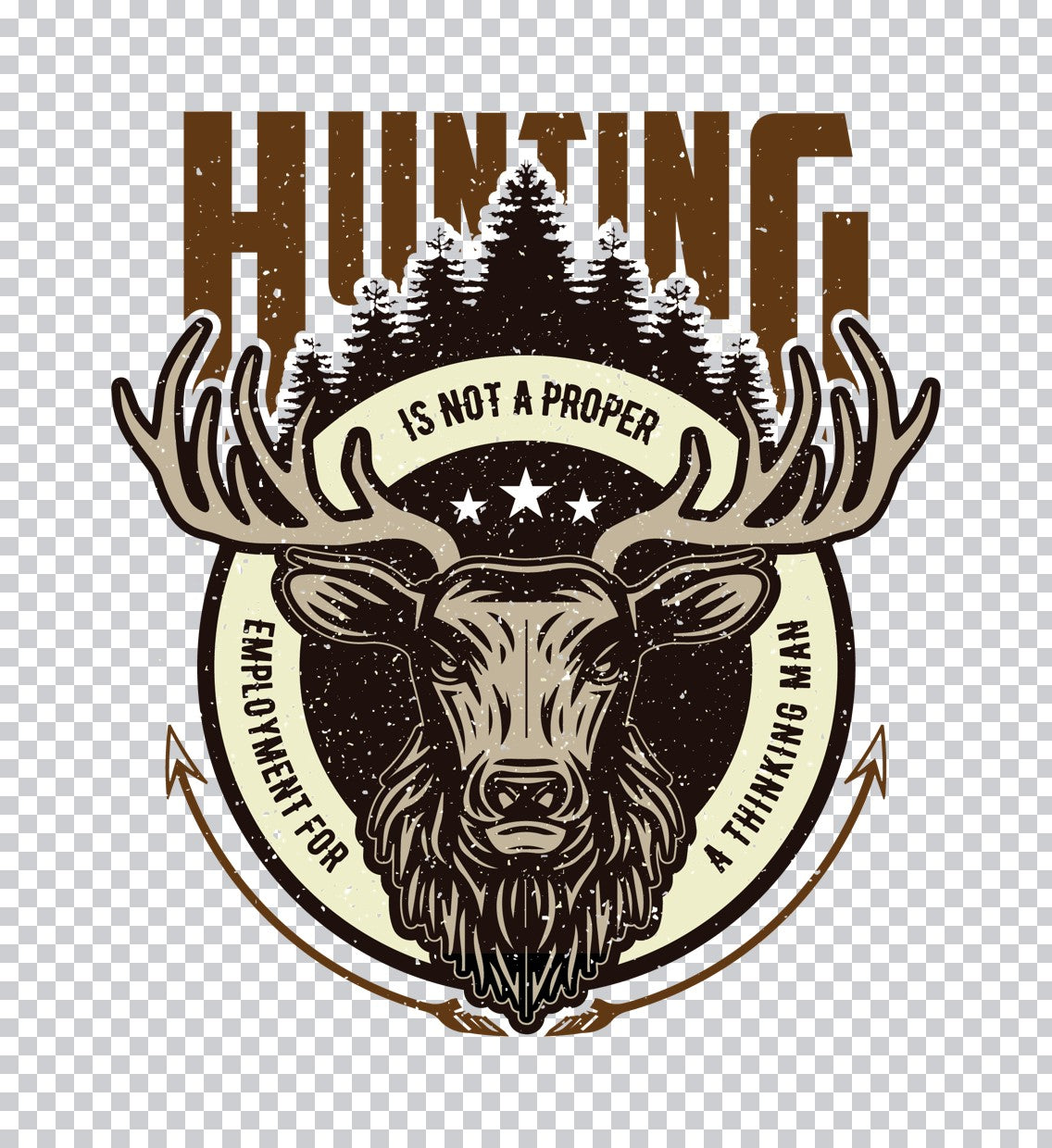Vintage Stag Hunting Forest DTF Transfer