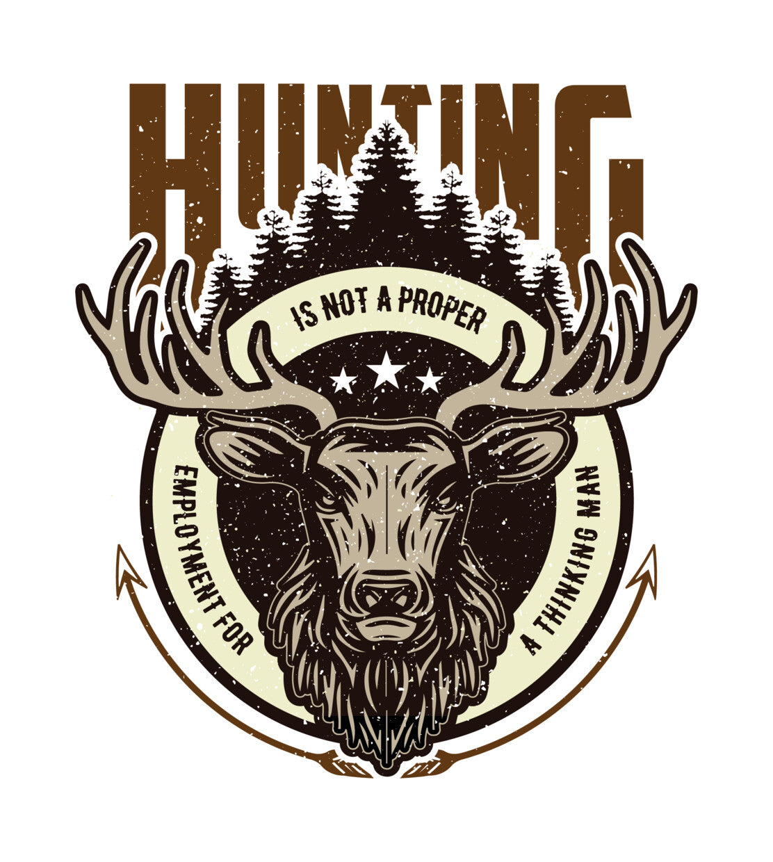 Vintage Stag Hunting Forest DTF Transfer