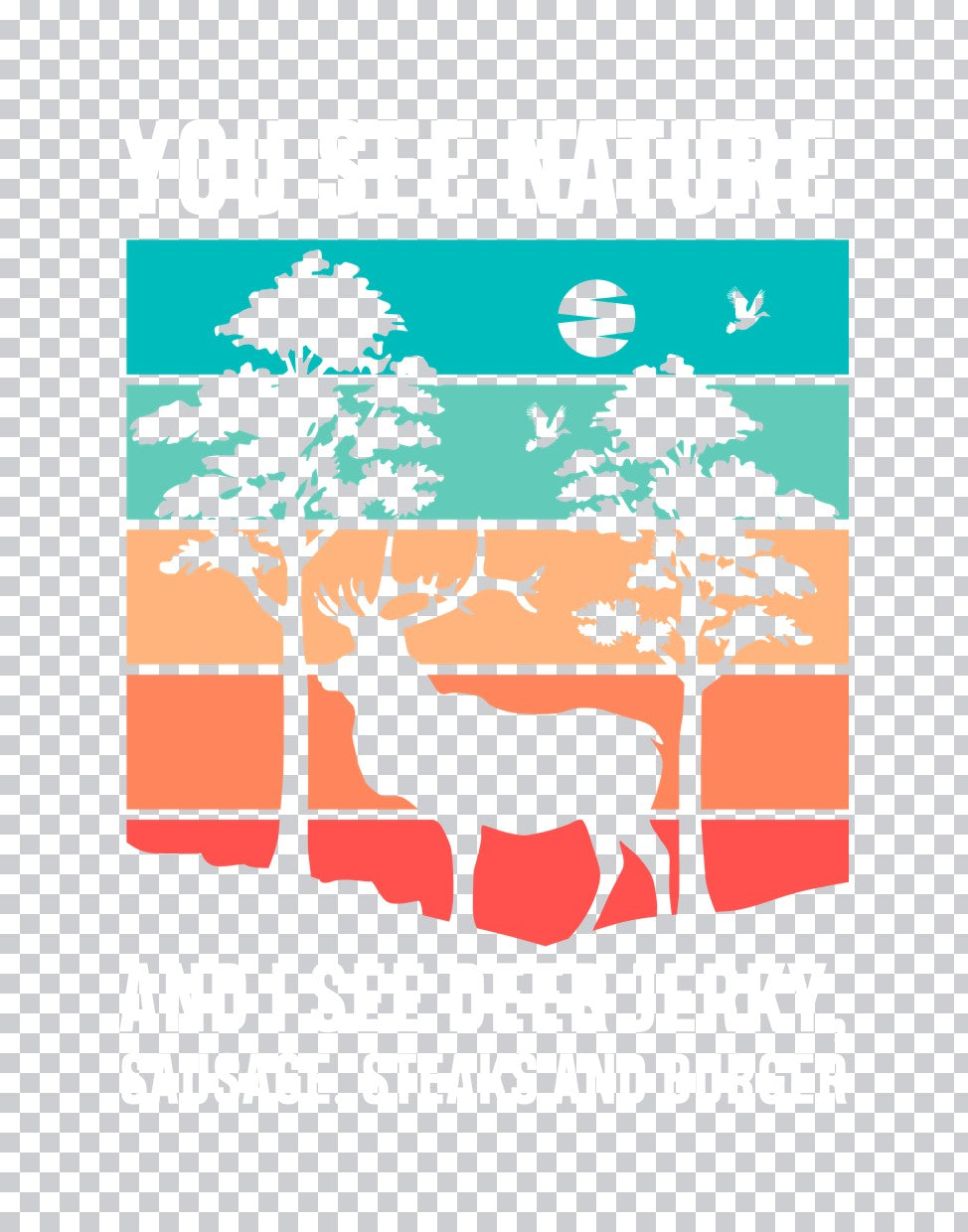 Retro Sunset Elk Forest DTF Transfer