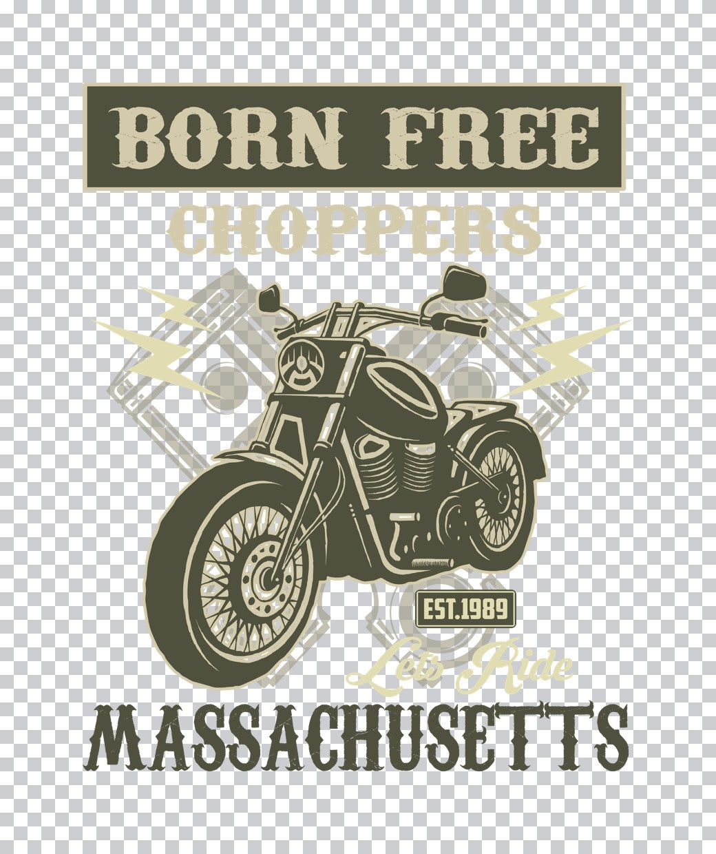 Born Free Massachusetts Chopper DTF Transfer