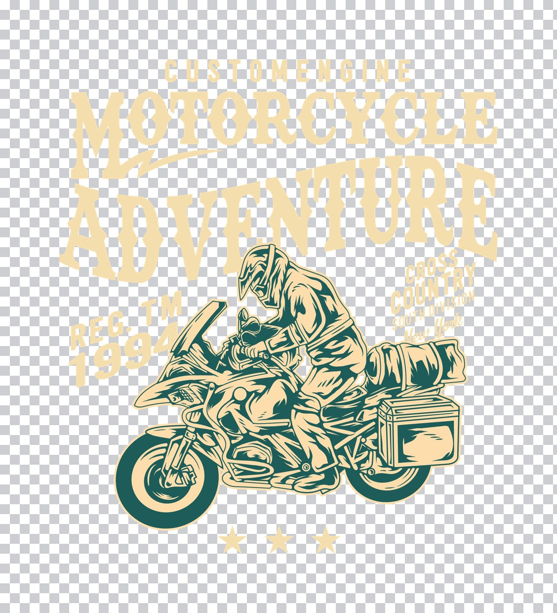 Motorcycle Adventure Cross Country DTF Transfer
