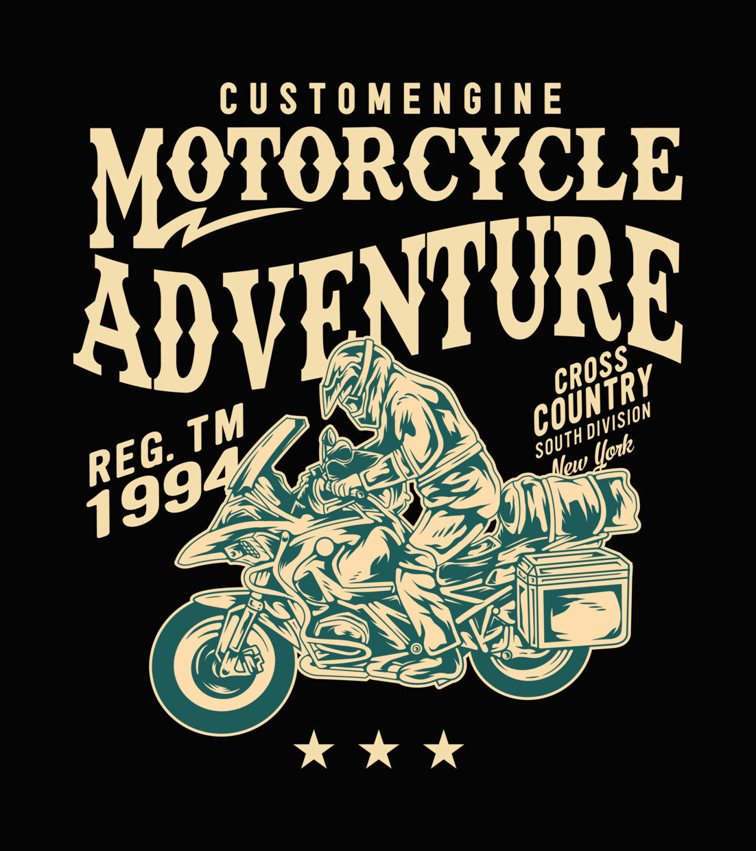 Motorcycle Adventure Cross Country DTF Transfer