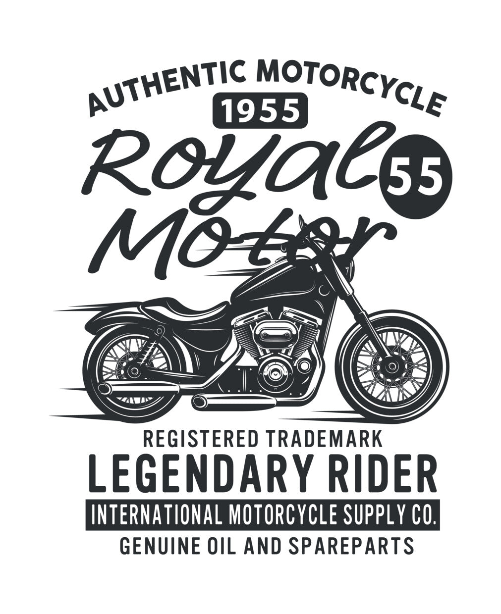 Vintage 1955 Royal Motorcycle DTF Transfer