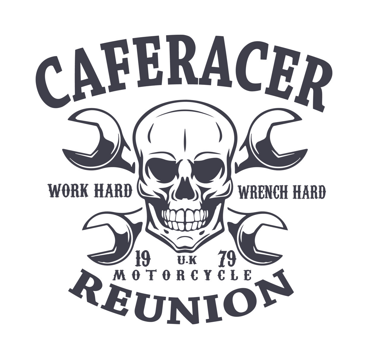 Cafe Racer Skull Wrench DTF Transfer