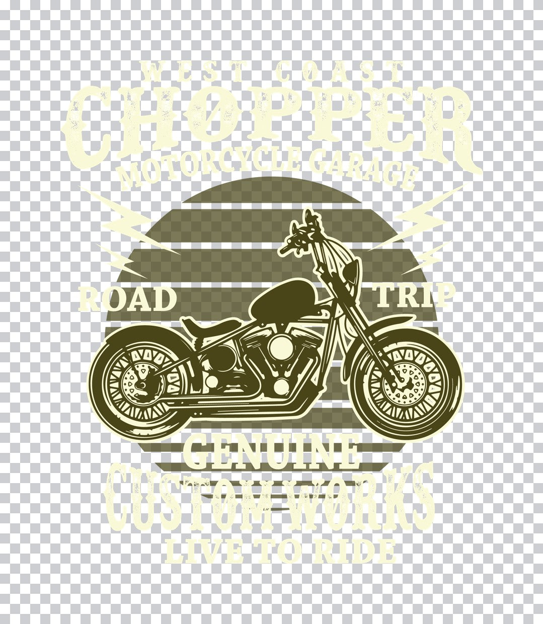 Vintage Chopper Sunset Design DTF Transfer