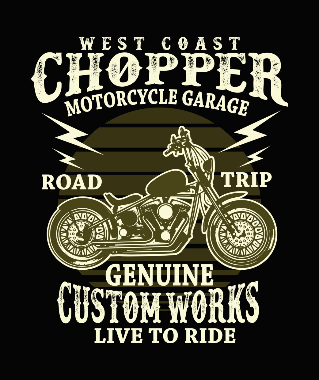 Vintage Chopper Sunset Design DTF Transfer