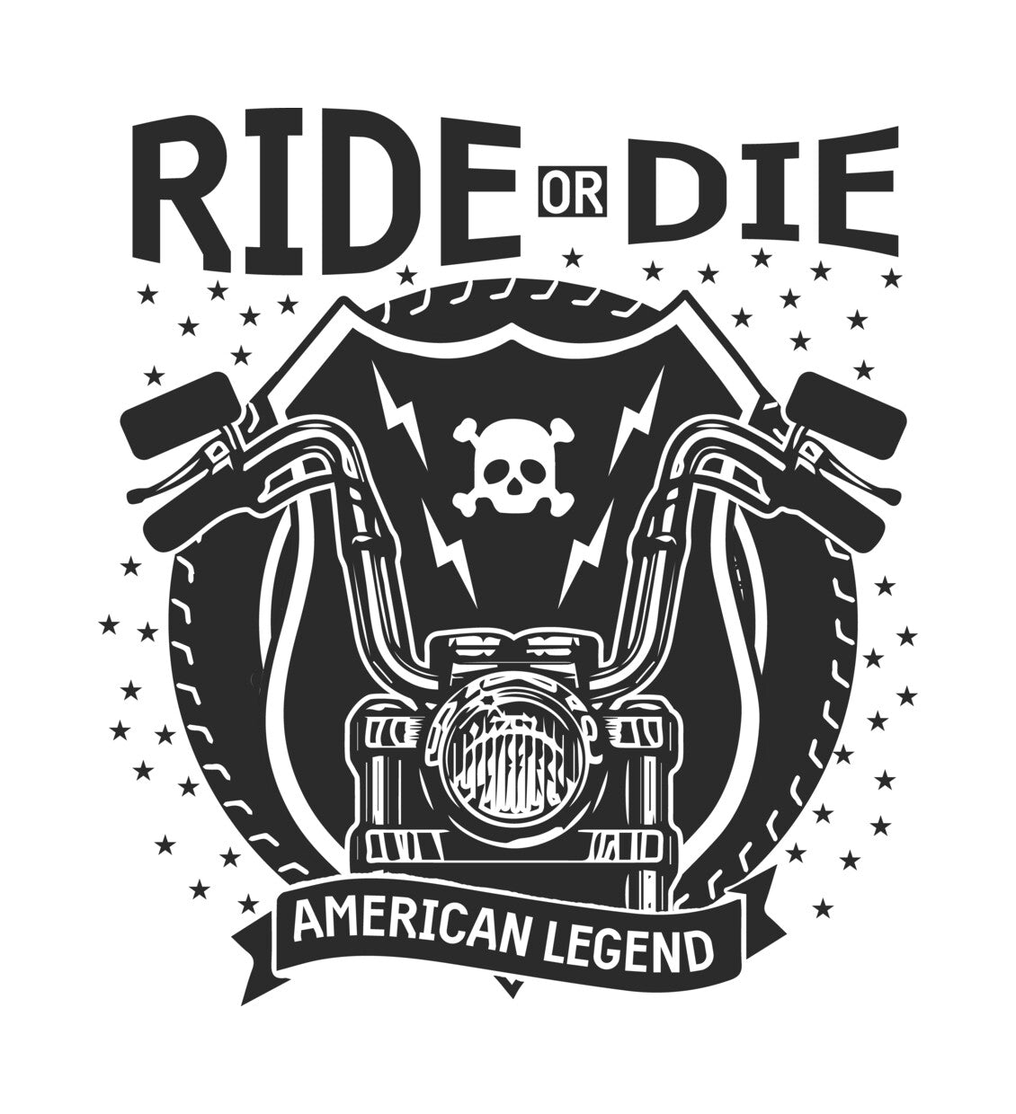 American Legend Biker Skull DTF Transfer