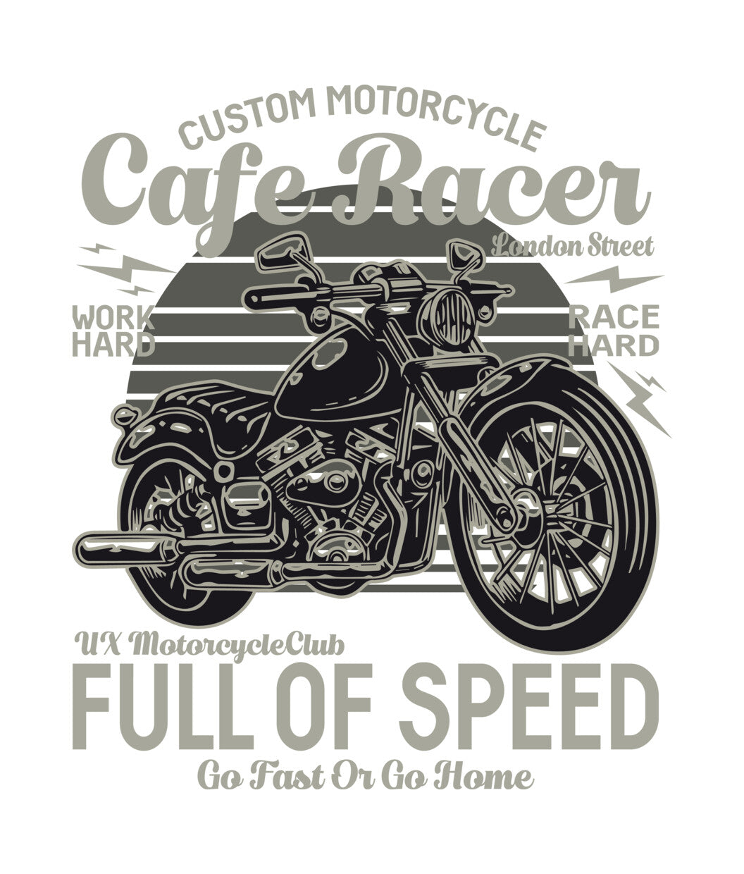 Cafe Racer Sunset Silhouette DTF Transfer