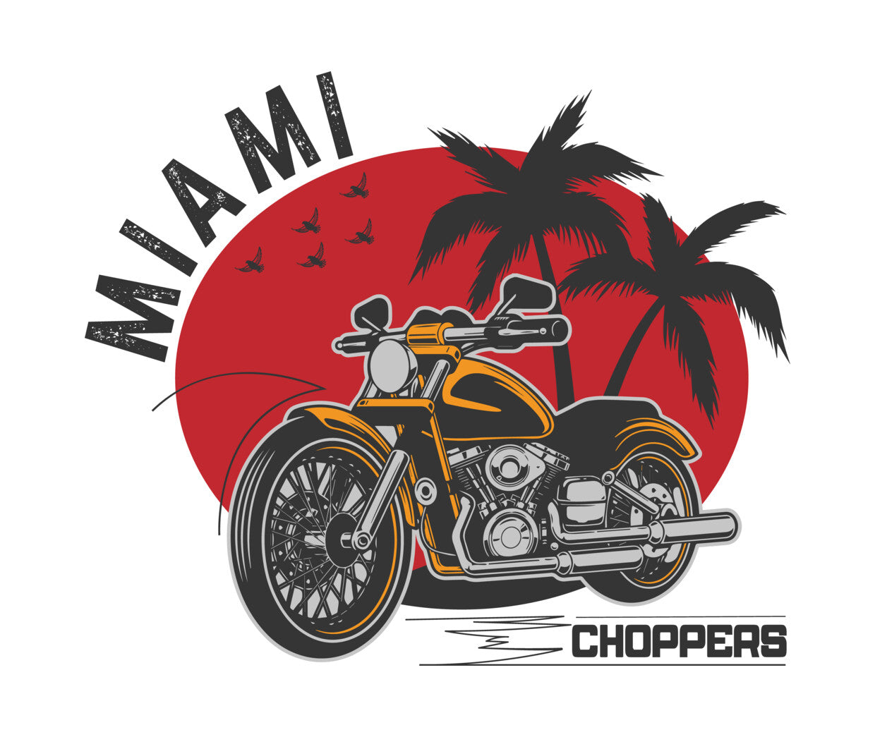 Miami Choppers Sunset DTF Transfer