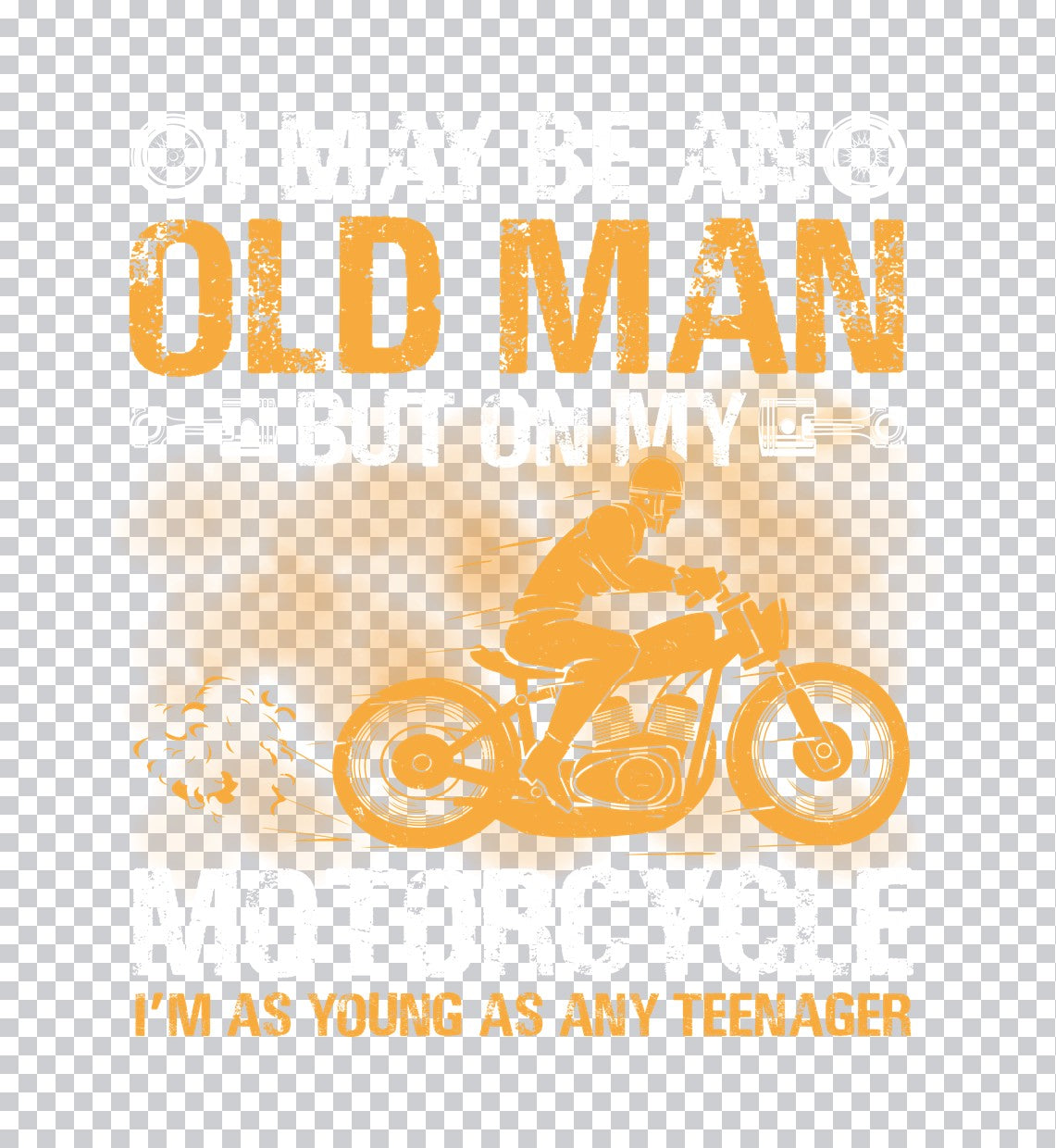 Old Man Motorcycle Rider DTF Transfer