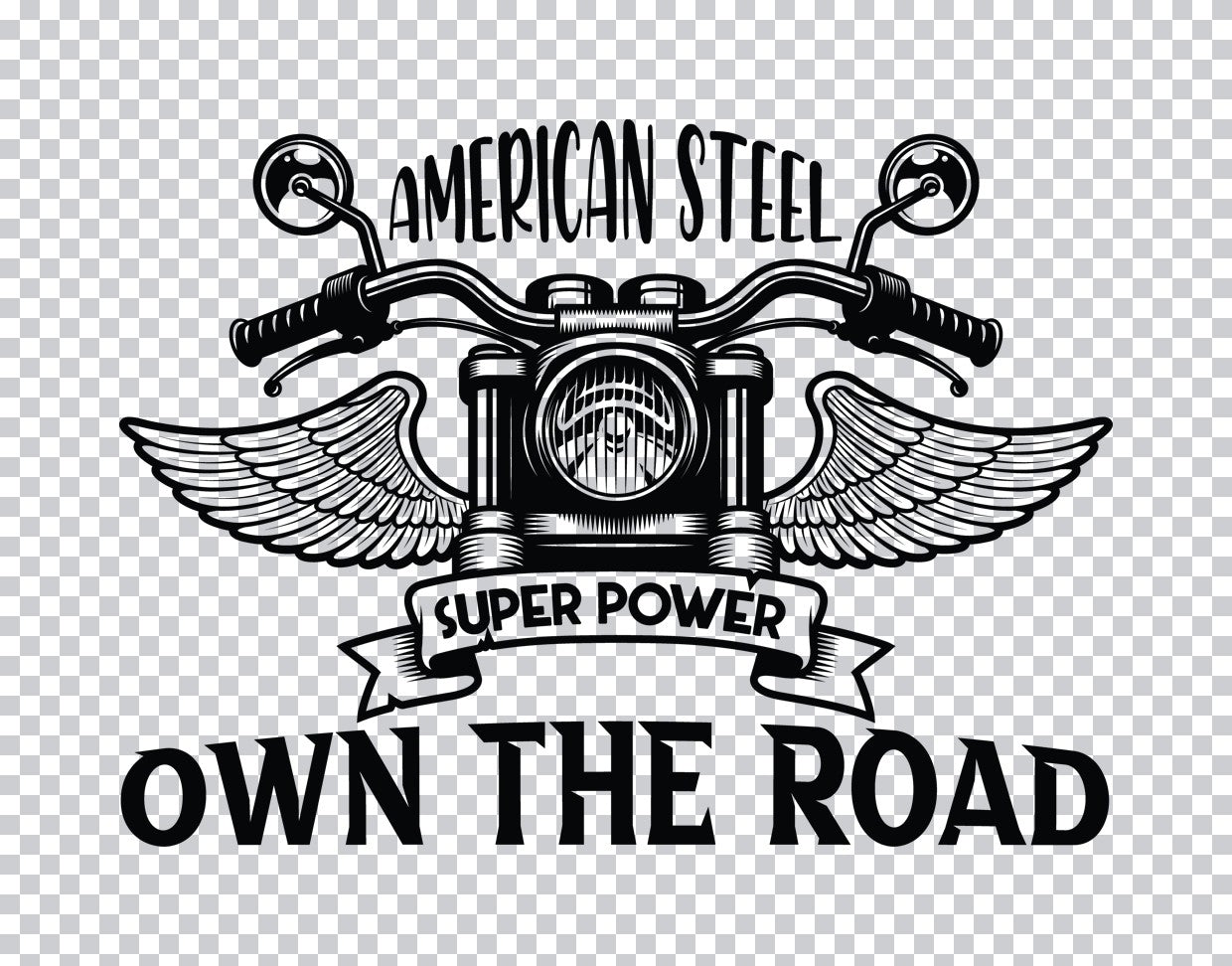 American Steel Motorcycle Wings DTF Transfer