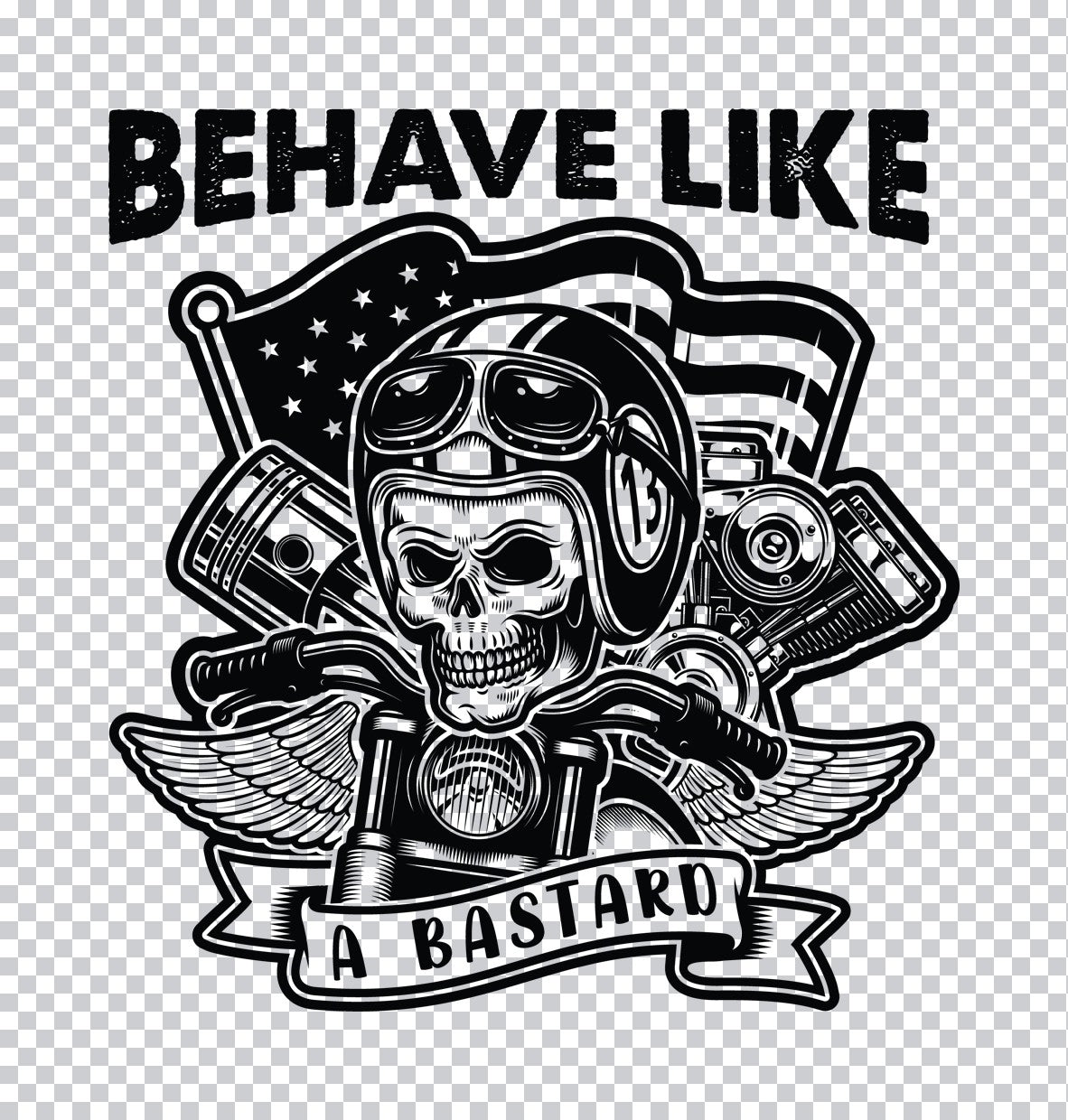 Rebel Biker Skull Flag DTF Transfer