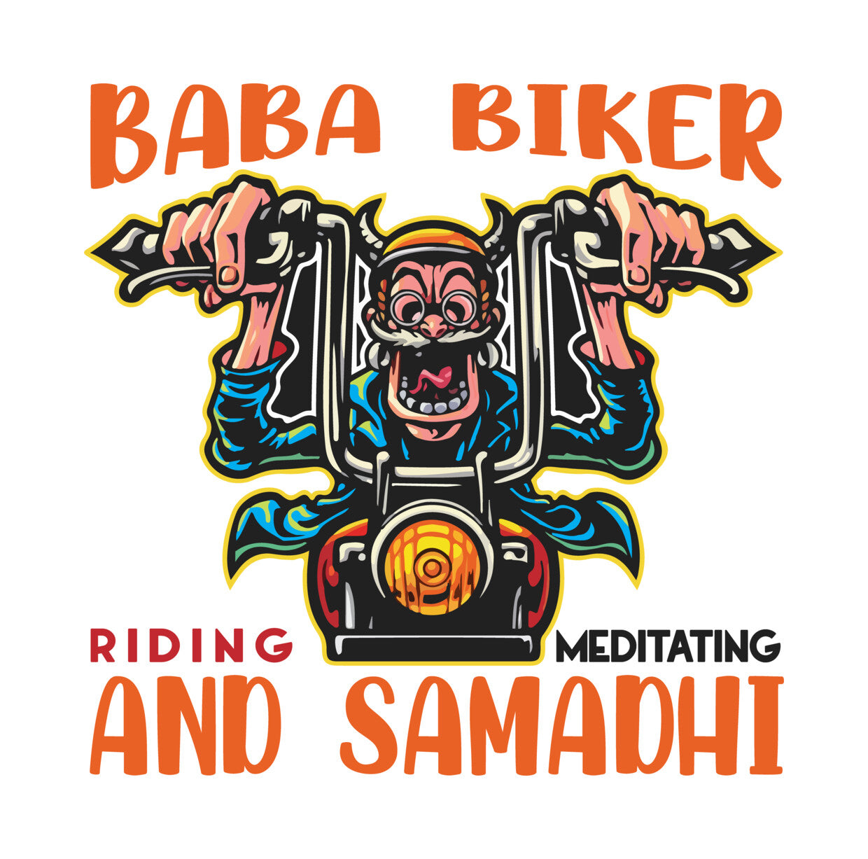 Baba Biker Riding Zen DTF Transfer