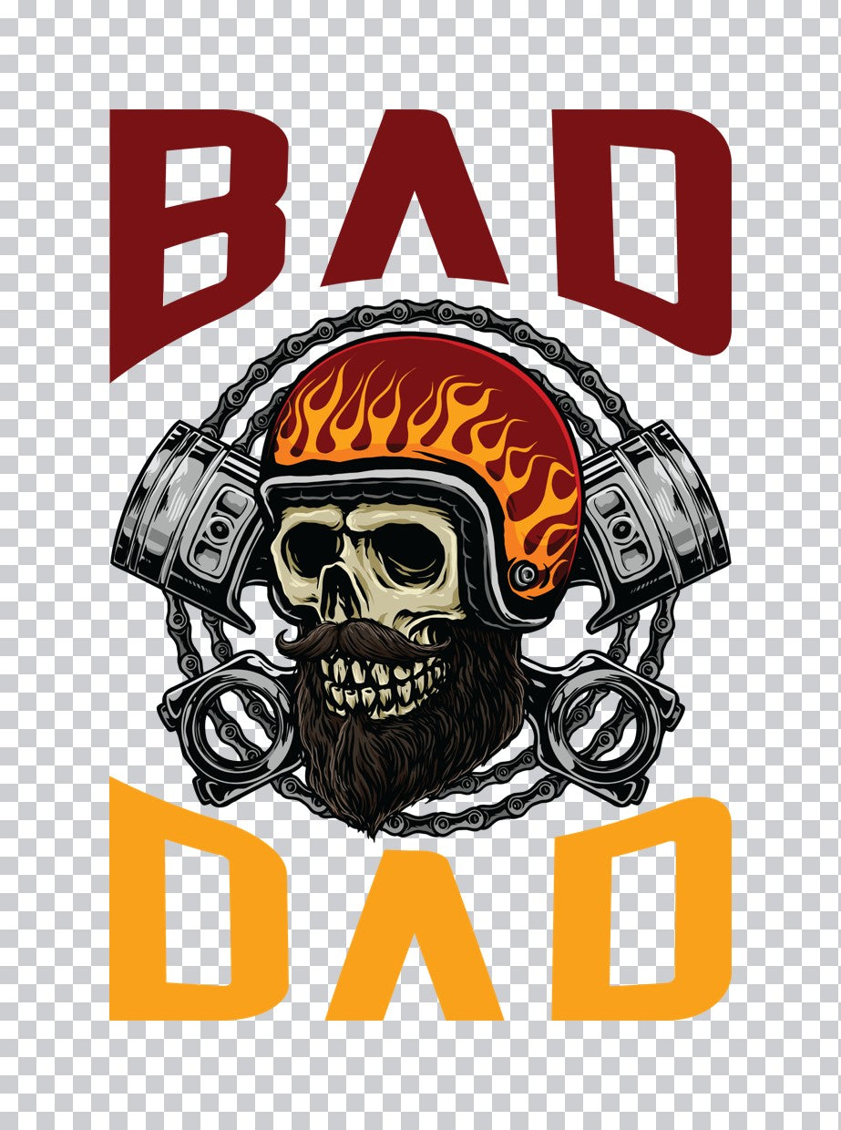 Bad Dad Motorcycle Skull DTF Transfer