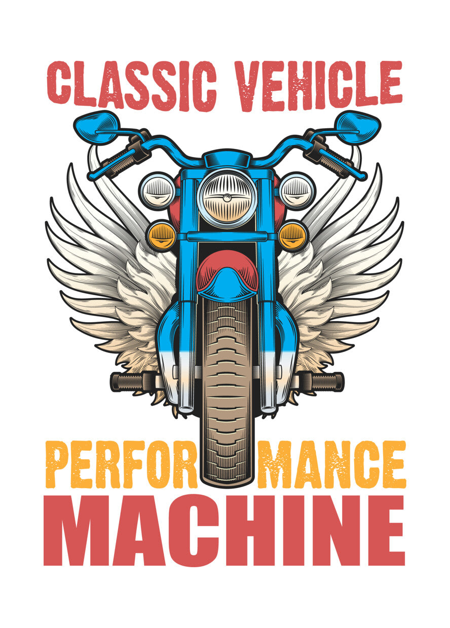 Winged Classic Motorcycle DTF Transfer