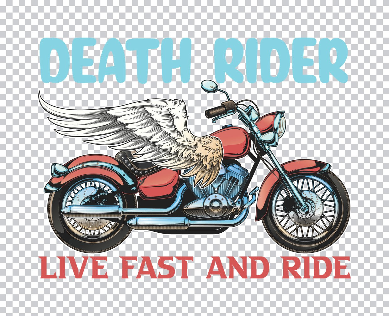 Winged Death Rider Motorcycle DTF Transfer