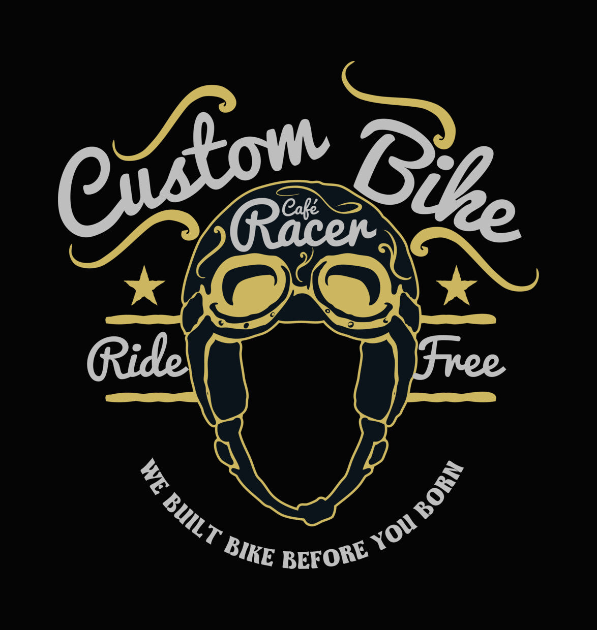 Custom Cafe Racer Helmet DTF Transfer