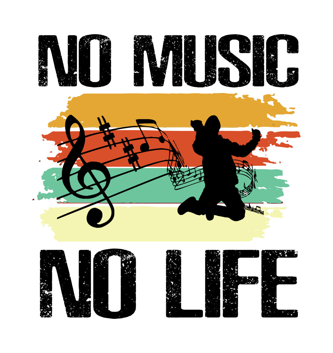 No Music No Life Retro Musician DTF Transfer