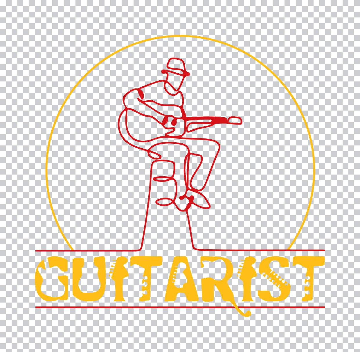 Guitarist Line Art DTF Transfer