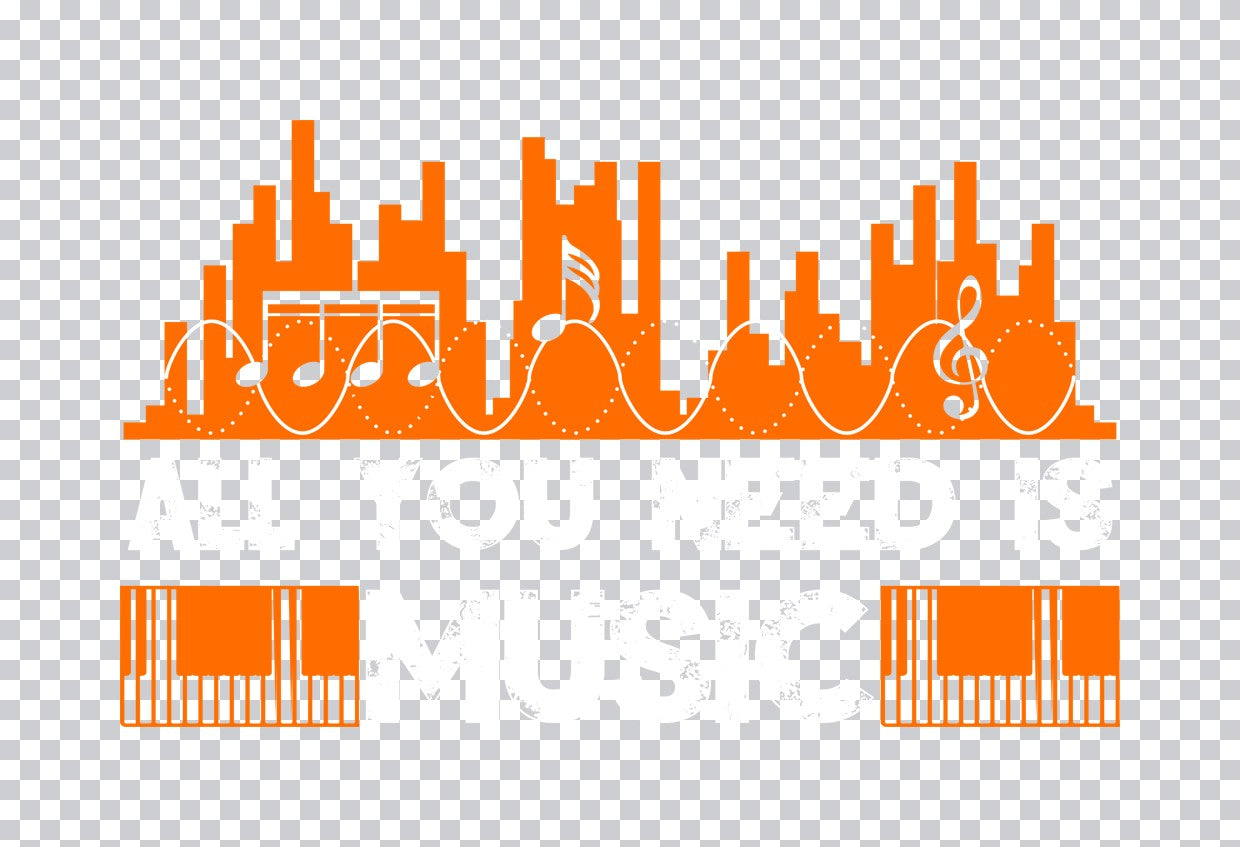 Musical Soundwave and Piano Keys DTF Transfer
