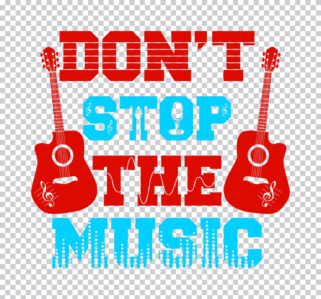 Don't Stop The Music Guitar DTF Transfer